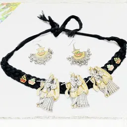 UWISH Women Radha Krishna Necklace and Earrings image 2