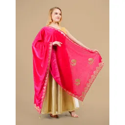 Karthav Fashion Ethnic Motifs Embroidered Velvet Dupatta with Beads and Stones image 4