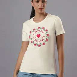 Converse Women Typography Printed Applique T-shirt-image-25