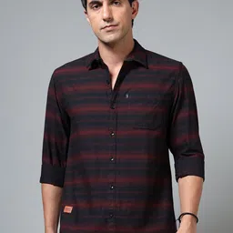 Rope Standard Slim Fit Striped Spread Collar Pure Cotton Shirt-picture-39