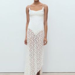 MANGO Draped Neck Sheer Lace Maxi Dress-picture-8