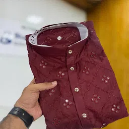click n buy Men Maroon Kurtas image 3