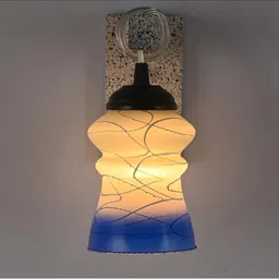 1ST TIME Blue & Blue Textured Wood Contemporary Abstract Shaped Shaped Wall Lamp image 4