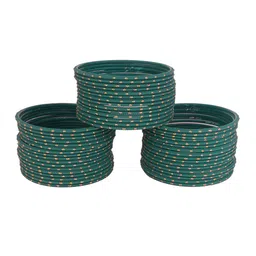 ZULKA Set of 48 Traditional Plain Metal with Polka Dots Bangles-picture-16
