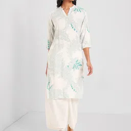 RANGMANCH BY PANTALOONS Ethnic Motifs Printed Mandarin Collar Straight Kurtas-picture-20