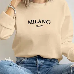 KASHIAN Women Typography Printed Round NecK Long Sleeve Sweatshirt-picture-29