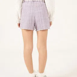 One Friday Girls Checked High-Rise Hot Pants Shorts image 2