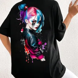 BubbleTwyst Graphic Printed Round Neck Drop-Shoulder Sleeves Cotton Oversized T-shirt-picture-12