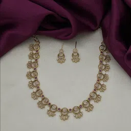 Rujve Jewellery Gold-Plated Stone-Studded Jewellery Set-picture-29