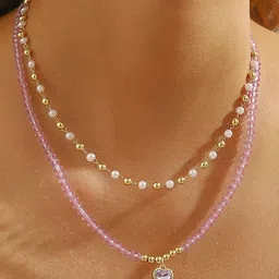 StyleCast x Revolte Gold-Plated Stones Studded & Beaded Statement Necklace image 2