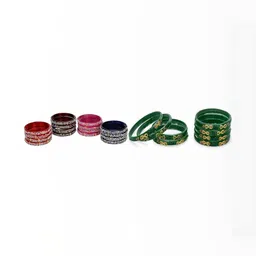 SOMIL Women Set of 24 Multicoloured Glass Bangle-image-43