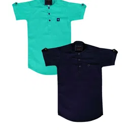 OJ TREND Kids-Boys Sea Green Kurtas-picture-29