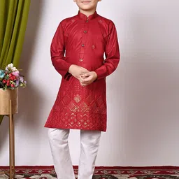 BAESD Boys Embroidered Regular Sequinned Kurta with Pyjamas-picture-47