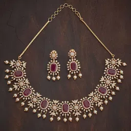 Kushal's Fashion Jewellery Ruby Gold-Plated Party Zircon Jewellery Set-picture-37