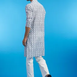 Diwas by Manyavar Floral Printed & Chikankari Embroidered Mandarin Collar Straight Kurta image 4