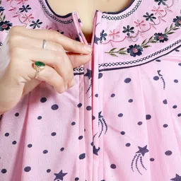 Lady Venom Printed Thread Work Round Neck Maxi Nightdress image 3