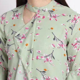 CORSICA Floral Print Choker Neck Bell Sleeve Ruffles Georgette Top image 5