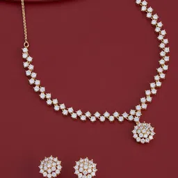 Kushal's Fashion Jewellery White Gold-Plated Party Zircon Jewellery Set-picture-27