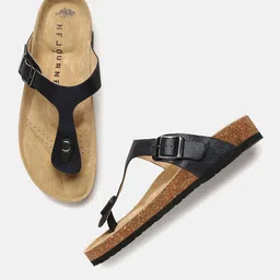 HF JOURNEY Women Leather T-Strap Flats with Buckles-picture-16