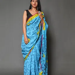 Craft Musium Floral Pure Cotton Bagru Saree-picture-13
