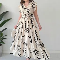 CORSICA Print Flutter Sleeve Maxi Dress-picture-37