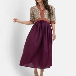 Crazy Needle Women Floral Printed Fit & Flare Dress-picture-23