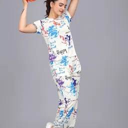 JK Creation Printed Round Neck Top With Joggers Sports Co-Ords image 2