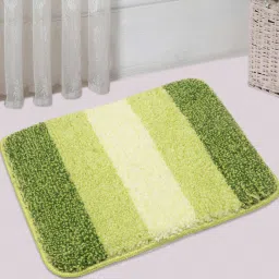 saral home Green and Blue Geometric Microfibre 20x14 Inches AntiSkid Bath Mat (Set of 2) image 1