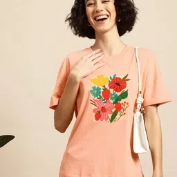 Mast & Harbour Floral Print Pure Cotton T-shirt-picture-38