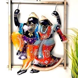 apka mart Yellow & Red Radha Krishna Metal Wall Hangings-image-96