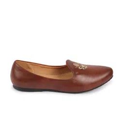 FAUSTO Men Tan Embroidered Mojaris image 3