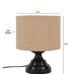 Devansh Beige & Coffee Brown Solid Contemporary Table Lamp image 2