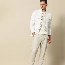 Mr Bowerbird  Pure Cotton Self Design Textured Tailored Fit Casual Blazers image 5