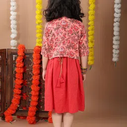 Sangria Infant Girls Floral Printed Cotton Ethnic Dress image 2