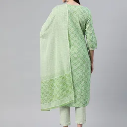 Readiprint Fashions Bandhani Printed Zari Pure Cotton Kurta With Trousers & Dupatta image 5