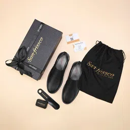 San Frissco Men Leather Round Toe Formal Slip-Ons Shoes image 2