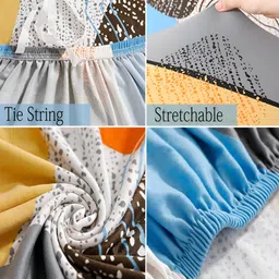 HOKIPO Blue and Yellow Printed Elastic Stretchable Sofa Cover With Arms image 5