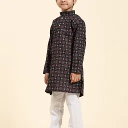 Pro-Ethic Style Developer Kids Black & White Printed Full Sleeves Kurta with Pyjamas image 4