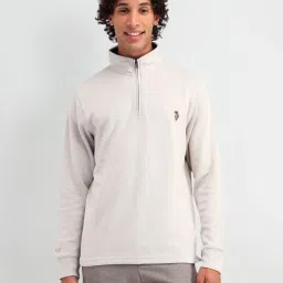 U.S. Polo Assn. Denim Co. Beige Regular Fit Texture Sweatshirt image 1