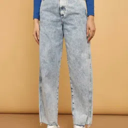 Wrangler Light Blue Regular Fit High Rise Jeans-image-16