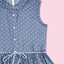 Pantaloons Junior Kids Blue Cotton Printed Dress image 4