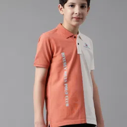 Beverly Hills Polo Club Kids Coral & White Color Block Polo T-Shirt image 4