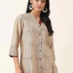 Fabindia Beige & Maroon Printed Tunic image 1