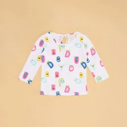 Pantaloons Baby Pink & White Cotton Printed Full Sleeves Dungaree Set image 4