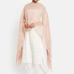 Fabindia Pink Embroidered Dupatta image 1