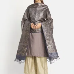 Fabindia Grey Printed Dupatta image 1