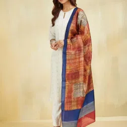 Fabindia Orange Printed Dupatta image 1