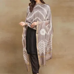 Fabindia Grey Printed Dupatta image 1