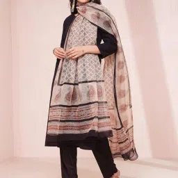 Fabindia Beige Printed Dupatta image 1