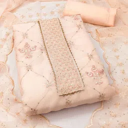 Ishin Floral Embroidered Sequinned Silk Georgette Unstitched Dress Material-image-46